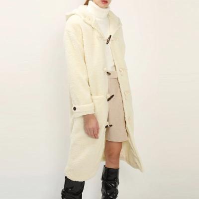 China Women QUICK DRY Teddy Coat Oversized Soft Hoodied with Toggle Buttons Coat in Maxi Length for sale