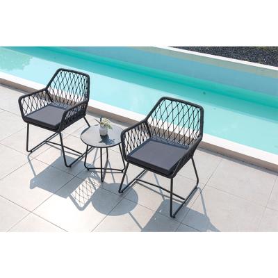 China Preferential water proof hotel banquet chair balcony restaurant steel furniture outdoor braided rope garden chair price for sale