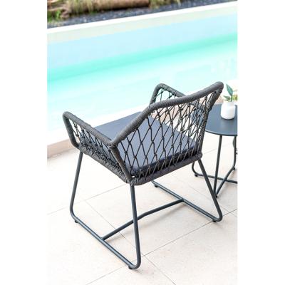 China 2021 Hot Sale High Quality Water Proof Outdoor Garden Furniture Modern Steel Braided Rope Dining Chair for sale