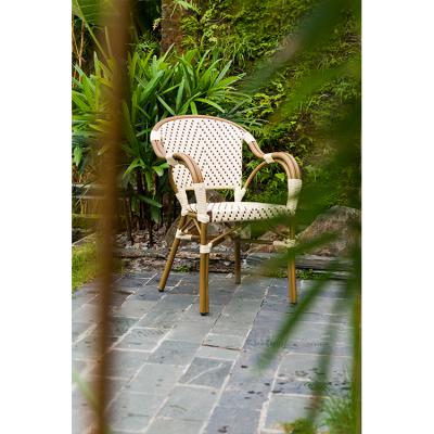 China Modern Outdoor Leisure Furniture Water Proof Armless Dining Chair Cafe Bar Chair Rattan Stacking Chair for sale