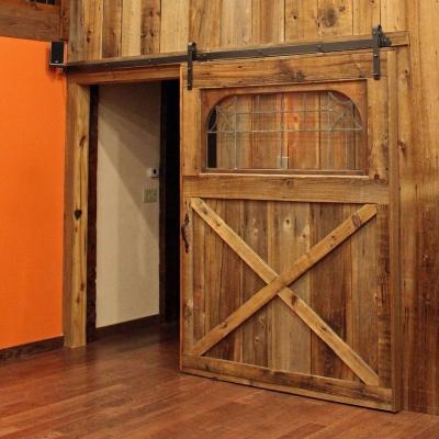 China Modern American Style Steel Door Barn Door Solid Wood Slab With Sliding Door Hardware for sale