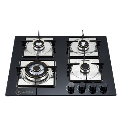 China Household gas cooker estufas 4 burners tempered glass home appliance gas hob cooker gas hob cooking appliances gasoline for sale