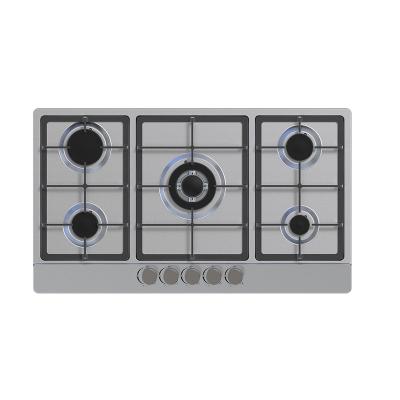 China Professional hotel factory 8mm thickness 5 burners built in tempered glass gas stove/gas hob/gas cooker for sale