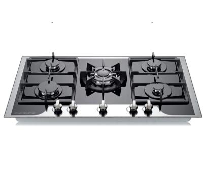 China Household 5 Burners Mirror Design With Kitchen Auto Use Safety Device Super Ignition Flame Gas Stove for sale