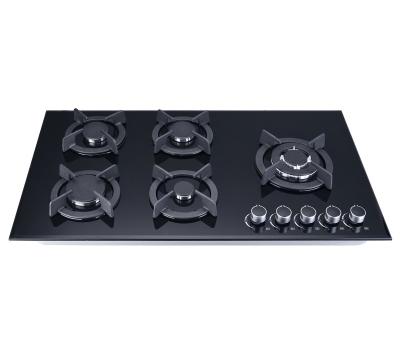 China Household 220V/110V Flat Black Tempered Glass Temperature Control LPG Gas Stove for sale