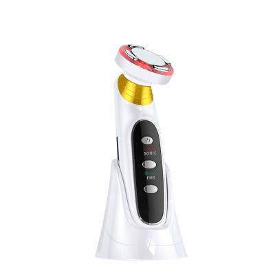 China Skin Rejuvenation EMS Facial Ultrasound Red Light Skin Rejuvenation Home Use High Frequency Vibrating Electric Cold-Hot Beauty Equipment for sale