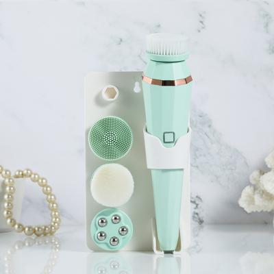 China Hot Selling Multifunctional Silicone DEEP CLEANING USB Rechargeable 4 in 1 Exfoliating Face Cleansing Brush for sale