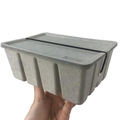 China Custom Recycled Materials Pope Pulp Storage Box Molded Degradable Pulp Packing Box for sale