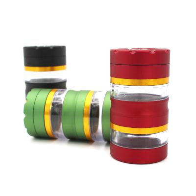 中国 50MM And 5 Parts Aluminum Alloy Of The Matte Surface With Visible Storage Tank Smoke Tobacco Herb Grinder 販売のため