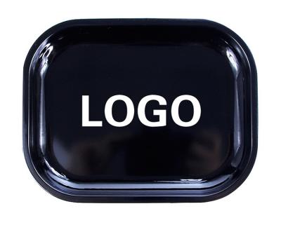 Cina Rolling Tin Trays Plain Metal trays Tobacco Custom Logo Black Rolling with or without cover tray in vendita