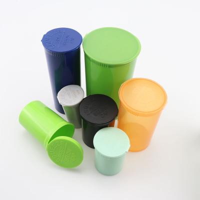 Cina 6dr 13dr 19dr 30dr 60dr 90dr 120dr Wholesale empty plastic pop top squeeze hinged lid containers vials in vendita