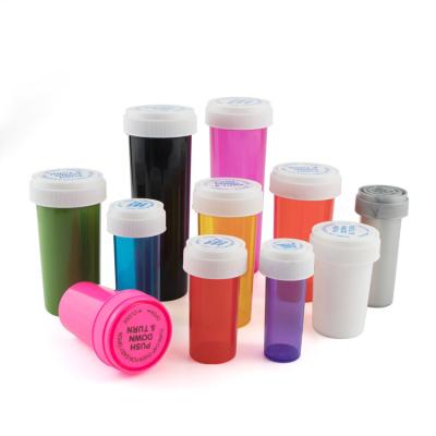 China 6dr 8dr 13dr 16dr 20dr 30dr 40dr 60dr 120dr reversible vials storage bottles for Child Proof with screw lid for sale