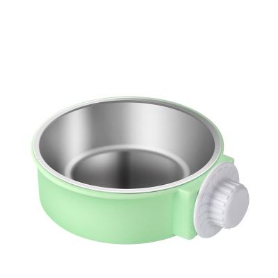 China Sustainable pet bowl candy color stainless steel dog bowl pet cat food hanging bowl can be fixed cage factory direct sales for sale