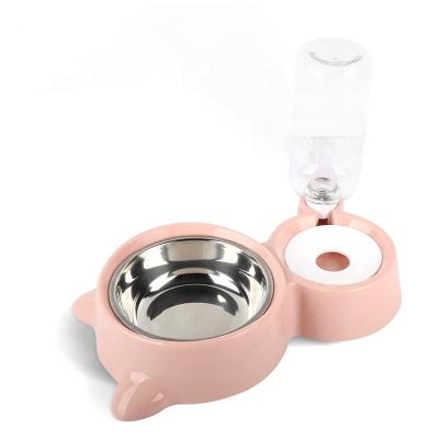 China Wholesale Viable Automatic Drinking Station Double Cat Bowl Stainless Steel Pet Mouth Cat Pet Bowls Non-Wet Food for sale