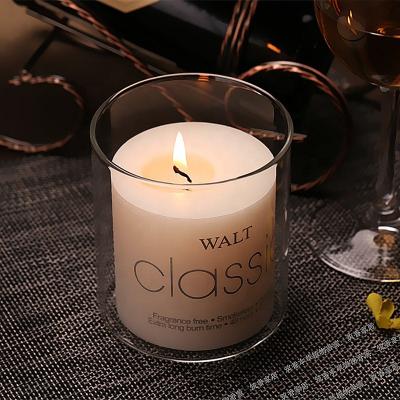 China Custom Luxury Empty Home Decoration Glass Pillar Container Candle Household Cylinder Glass Candle Holder for sale