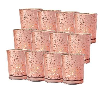 China Household Customized Pink Glass Container Home Decoration Jas Cup 3.5OZ Empty Luxury CandleJars Tealight Plated Empty Candle Cups for sale