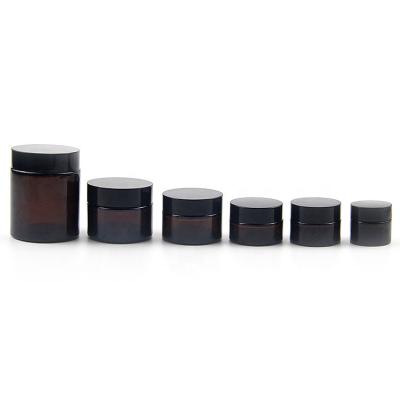 China Skin Care Amber Cream Jars 5ml, 10ml, 15ml, 20ml, 30ml, 50ml, 100ml Glass Cream Jars Amber Glass Jar For Cream for sale