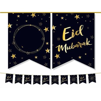 China Polyester Fabric Muslim Ramadan Eid Decoration Decor Banner Customize Eid Mubarak for sale