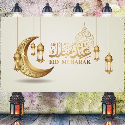 China Polyester Fabric Muslim Ramadan Eid Decoration Decor Banner Customize Door Banner for sale