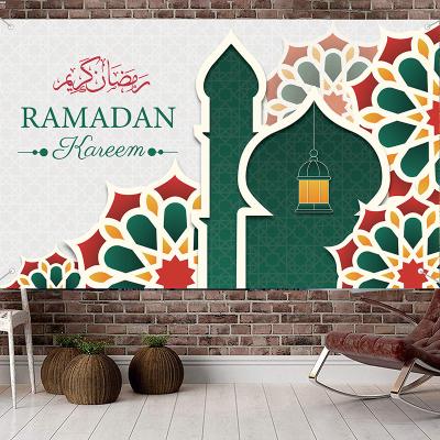 China Polyester Fabric Muslim Ramadan Eid Decoration Decor Banner Customize Door Mubarak Banner for sale