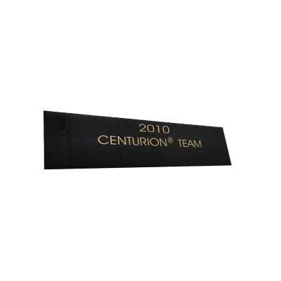 China Customize Matte Screen Printed Black With Gold Logo Text Metal Tag Name Plate for sale