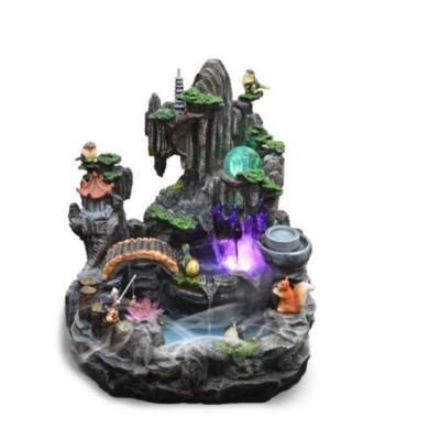 China realistic & Realistic Rock Garden Water Fountain Resin Indoor Humidifier Ornaments Floor-standing Fountains for sale