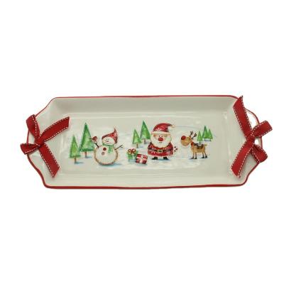 China Modern Design Eco - Friendly Cake Stand Plate Built In China Christmas Dish Plate for sale