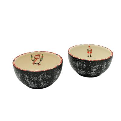 China Sustainable Christmas Dinnerware Decorative Custom Ceramic Salad Bowl Set Of Items for sale