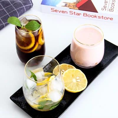 China New Classic/Postmodern Handmade Stemless Crystal Wine Glass With Golden Edge Custom Made for sale