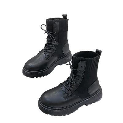 China 2021 Best Selling Women's Small Leather Shoes Thermal High Top Autumn And Winter Tend Casual Martin Boots for sale