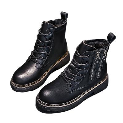 China 2021 flat trend of the girl's leather women's leather high-top Autumn And Winter small casual Martin Boots for sale