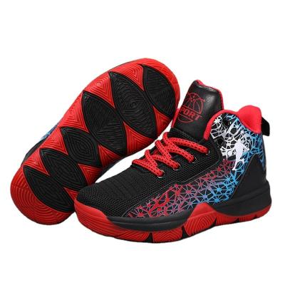 China 2022 Breathable Medium & Large Kids (31-39) Size Air Cushion Lightweight Kids High Top Basketball Shoes for sale