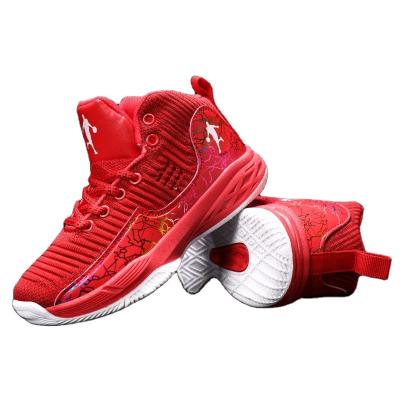 China 2021 Four Seasons High Top Kids Basketball Shoes Large Size Breathable Fashion Kids (31-39) High Top Sneakers for sale