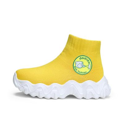 China 2021 big children's four seasons breathable children's sports 27-37 size leisure children woven ruffles high top trend shoes socks shoes for sale