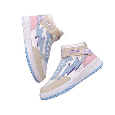 China Fashion Trend 2021 Autumn New Casual Styles Size 35-40 Tend High Top Fashion Mesh Microfiber Leather Pvc, Sports Rubber Women Shoes for sale