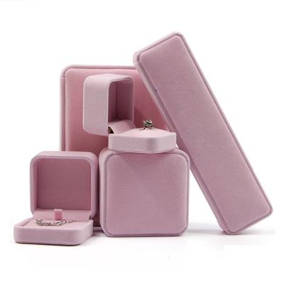 China High Quality Custom Pink Luxury Custom Jewelry Gift Box Hanhong Velvet Jewelry Package Jewelry Storage Box for sale