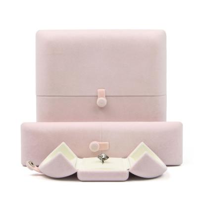 China Luxury Soft Custom Wholesale Soft Velvet Gift Box Pink Hanhong Jewelery Package Jewelery Package Storage Box Logo Necklace for sale