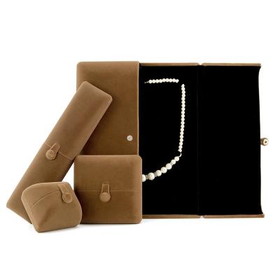 China Luxury Custom Wholesale Soft Velvet Soft Velvet Gift Box Hanhong Jewelry Package Jewelry Package Storage Box Brown Jewelry Box for sale