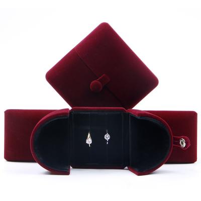 China Wholesale Burgundy Velvet Jewelry Box Hanhong Luxury Soft Custom Logo Necklace Gift Box Ring Packaging Storage Box Jewelery Package Jewelry Box for sale