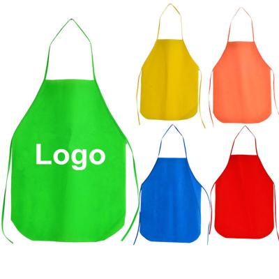 China Promotional Kitchen Custom Printed Logo Accept Customized Logo Apron Kids Nonwoven Cheap Disposable Aprons for sale