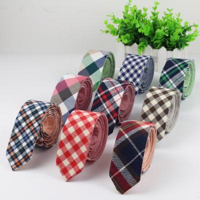 China New Arrival Men's Fashion Diamond Check Artificial Wool Cotton Two Tier Striped Small Skinny Business Ties Designer Cravat for sale