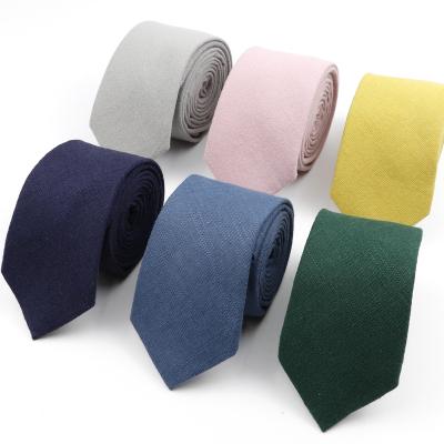 China Men's Handmade Skinny Ties 6.5cm Casual Cotton Casual Cotton Tie To Wedding Slim Texture Shirt Narrow Collar Ties Gift For Man for sale