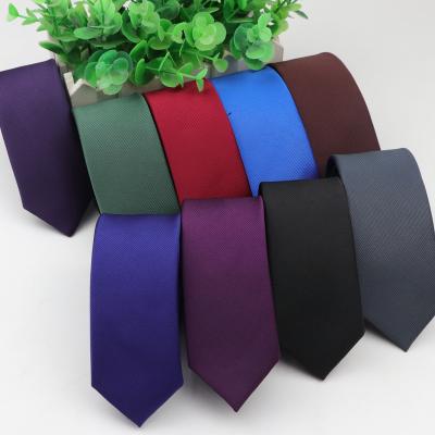 China Gravata Narrow Tie Polyester Men Gentleman's Ties Solid Color 1200 Needles Grade 1200 Needles Waist Tie 5cm Width Formal/Business Skinny Waist for sale