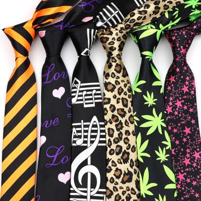 China Leisure Men Fashion Slim Tie Skinny Scribble Striped Tie Simplicity Design 5cm Width Leaves Star Men For Formal Designer Party Ties for sale