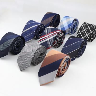 China Tie 6-7cm Width Plaid Designer Striped Jacquard Wedding Necktie Business Formal/Men's Business Narrow Ties 1200 Needles Polyester Classic Ties for sale