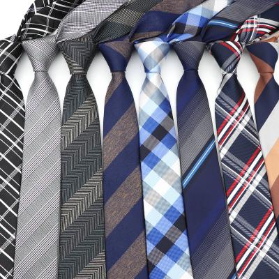 China Leisure 6cm Casual Ties For Thin Tie Shirt Accessories Gift Men's Fashion Polyester Plaid Band Skinny Tie Business Tie NO.31-61 for sale