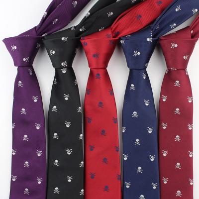 China Creepy Halloween Gravata Arrow Silk Thin Tie Leisure Waist Gentleman Ties Men Groom Necktie Polyester Skull Narrow Party Formal for sale