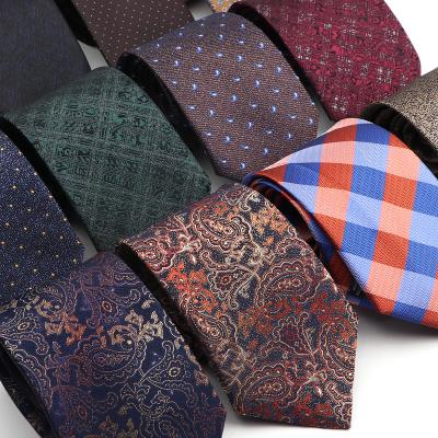 China Formal/Business Striped Classic Men's Classic Business Ties Soft Polyester Paisley Fashion Designer Ties Standard Cravat 8cm Width for sale