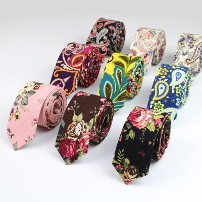 China New Men Slim To Tie Casual Cotton Canvas Neck Ties Skinny Designer Flower Floral Animal Narrow Vintage No.1-20 Tropical Amorous for sale