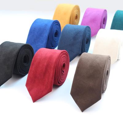 China New Leisure Fashion Solid Micro Suede Ties Groom Leather Necktie Mens Soft Plaid Headscarf For Male Butterfly Gravata Wedding Tie for sale